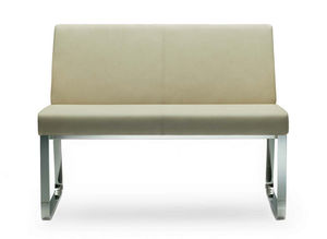 contemporary upholstered bench / leather / with backrest / beige