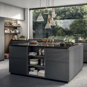contemporary kitchen / glass / laminate / island