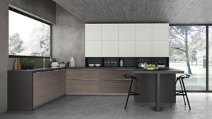 contemporary kitchen / wood veneer / melamine / U-shaped