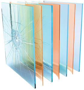 facade glass panel / building / bulletproof / laminated