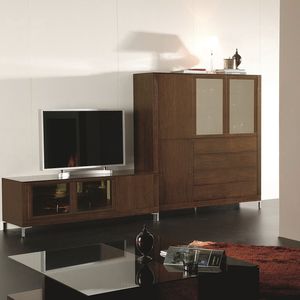 contemporary TV wall unit / wooden / glass / modular