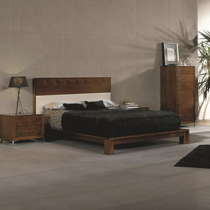 double bed / contemporary / upholstered / with headboard