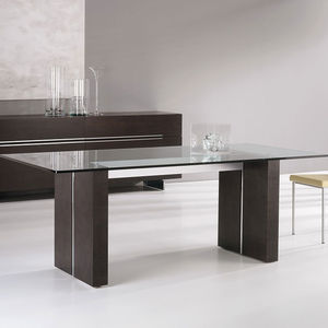 contemporary dining table / wooden / crystal / metal