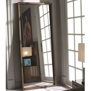 free-standing mirror / contemporary / rectangular / wooden