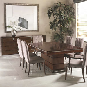 contemporary dining table / wooden / glass / rectangular