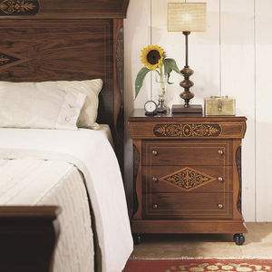 traditional bedside table / wooden / rectangular / with drawer