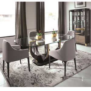 contemporary dining table / wooden / glass / rectangular