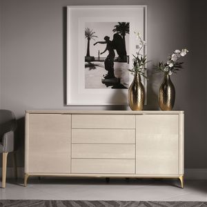traditional sideboard / wooden / leather