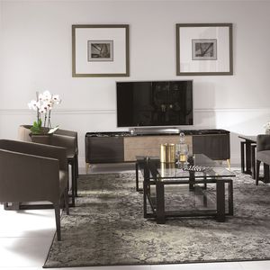 contemporary TV cabinet / lowboard / leather / wooden