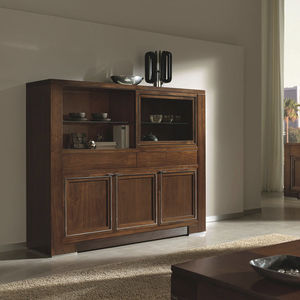 contemporary display case / glass / wooden