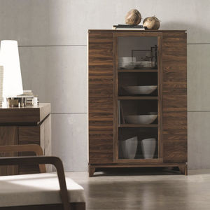 contemporary display case / wooden / glass