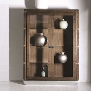 contemporary bookcase / wooden / glass-front