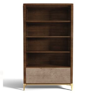 contemporary bookcase / wooden / leather