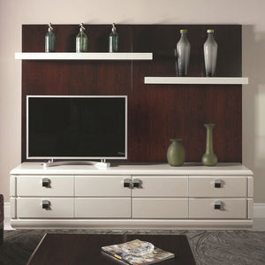 contemporary TV wall unit / metal / wooden
