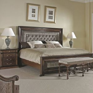 double bed / traditional / with upholstered headboard / fabric