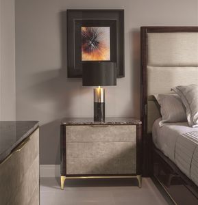 contemporary bedside table / wooden / marble / rectangular