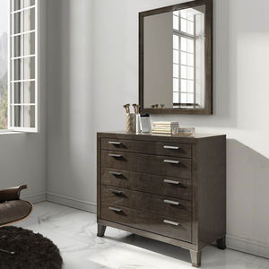 wall-mounted mirror / contemporary / rectangular / wooden