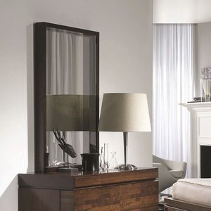 wall-mounted mirror / contemporary / rectangular / wooden