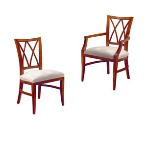 traditional chair / upholstered / with armrests / fabric