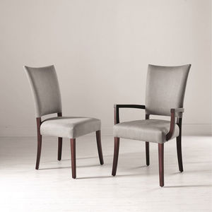 traditional chair / upholstered / with armrests / fabric