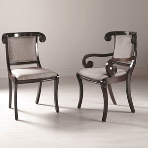 classic chair / upholstered / with armrests / fabric
