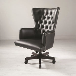 traditional executive chair / leather / on casters / star base