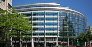 glass ventilated facade / stainless steel / stone