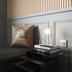 bedside table lamp / contemporary / steel / glass