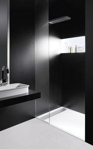 rectangular shower base / acrylic / with channel drain / flush