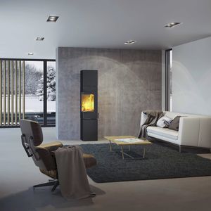 wood heating stove / contemporary / corner / double-sided