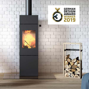 wood heating stove / contemporary / 3-sided / 2-sided