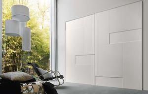 contemporary wardrobe / wooden / lacquered wood / sliding door