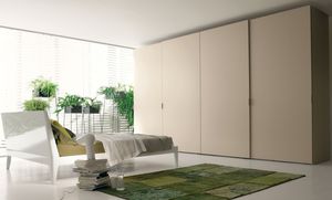 contemporary wardrobe / wooden / lacquered wood / sliding door