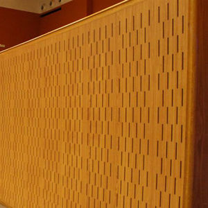 wooden suspended ceiling / panel / acoustic / flame-retardant