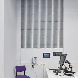 wooden suspended ceiling / strip / acoustic / flame-retardant