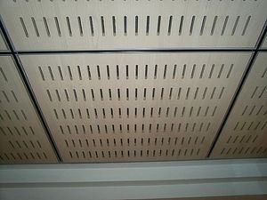 wooden suspended ceiling / tile / acoustic / perforated