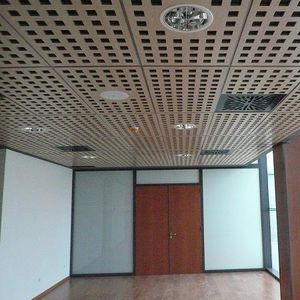 wooden suspended ceiling / panel / acoustic / wire