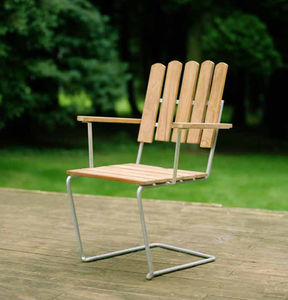 traditional garden chair / with armrests / stackable / cantilever