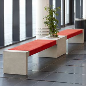public bench / contemporary / wooden / galvanized steel