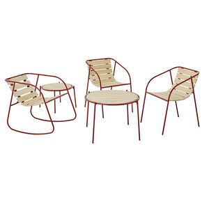 contemporary table and chair set / steel / wooden / stackable