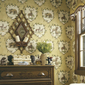 traditional wallpaper / animal motif / washable
