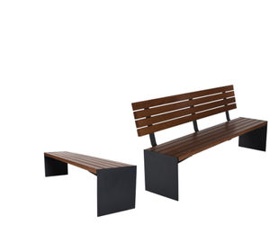 public bench / contemporary / wooden / galvanized steel