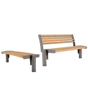 public bench / contemporary / wooden / aluminum