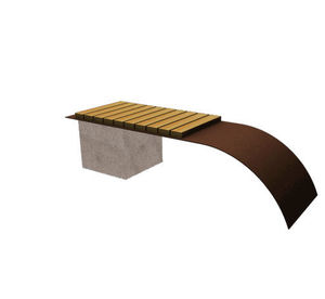 public bench / contemporary / wooden / galvanized steel