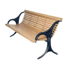 public bench / traditional / wooden / sheet steel