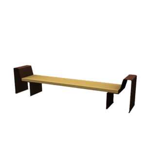 public bench / contemporary / wooden / sheet steel