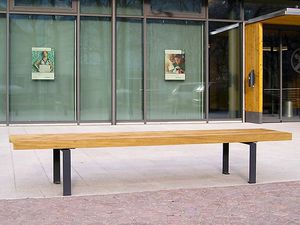 public bench / contemporary / wooden / galvanized steel