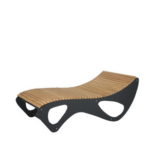 contemporary sun lounger / wooden / galvanized steel / for public spaces