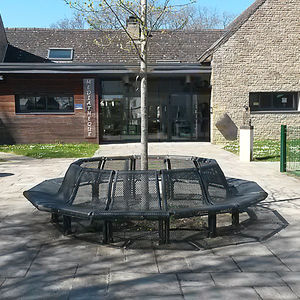 public bench / contemporary / galvanized steel / modular