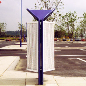public trash can / steel / contemporary / with built-in ashtray